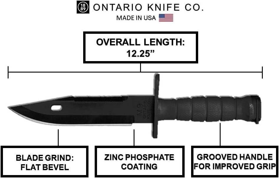 Durable M9 Bayonet and Scabbard - Ambidextrous Tactical Survival Tool