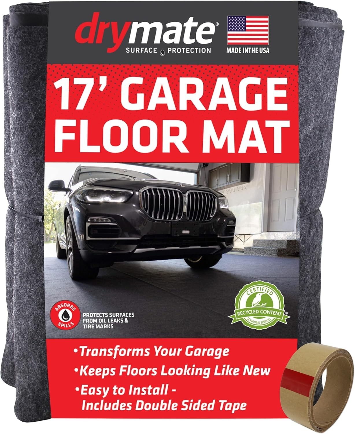 17' x 7'4" Slip-Resistant Garage Floor Mat - Waterproof, Stylish & Eco-Friendly