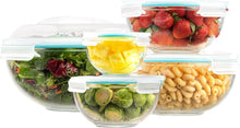 Load image into Gallery viewer, Versatile 5-Piece Glass Bowls with Locking Lids for Meal Prep &amp; Storage