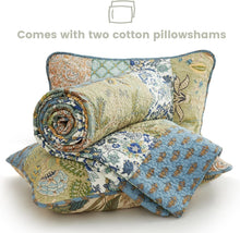 Load image into Gallery viewer, Sage King Size Comforter Set - 100% Cotton Quilted Bedding with Pillow Shams