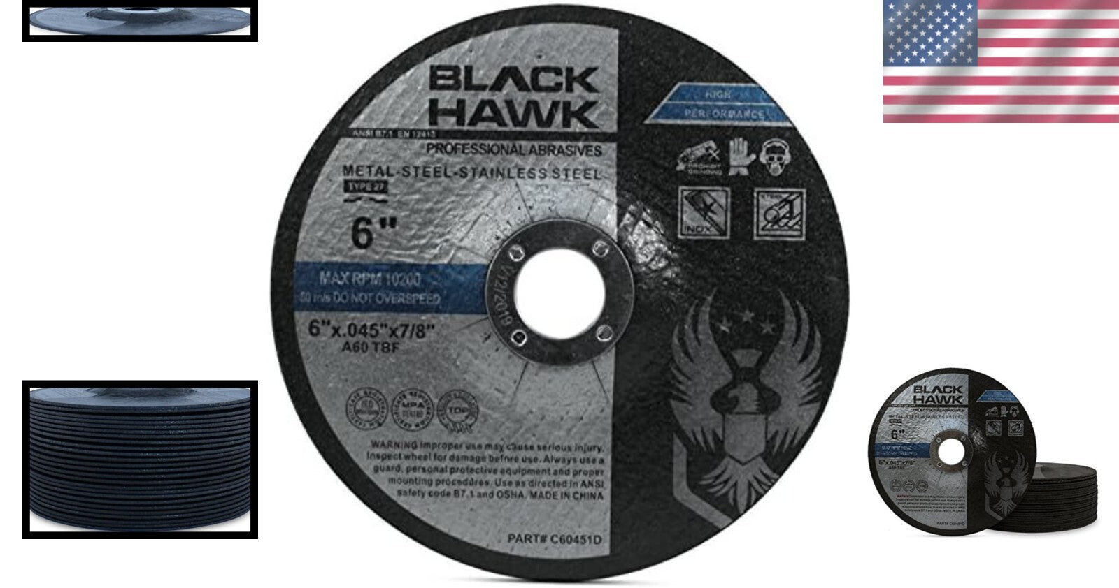 Coarse Grit Depressed Center 6” Cut Off Wheels - 25 Discs for Angle Grinders