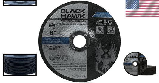 Coarse Grit Depressed Center 6” Cut Off Wheels - 25 Discs for Angle Grinders