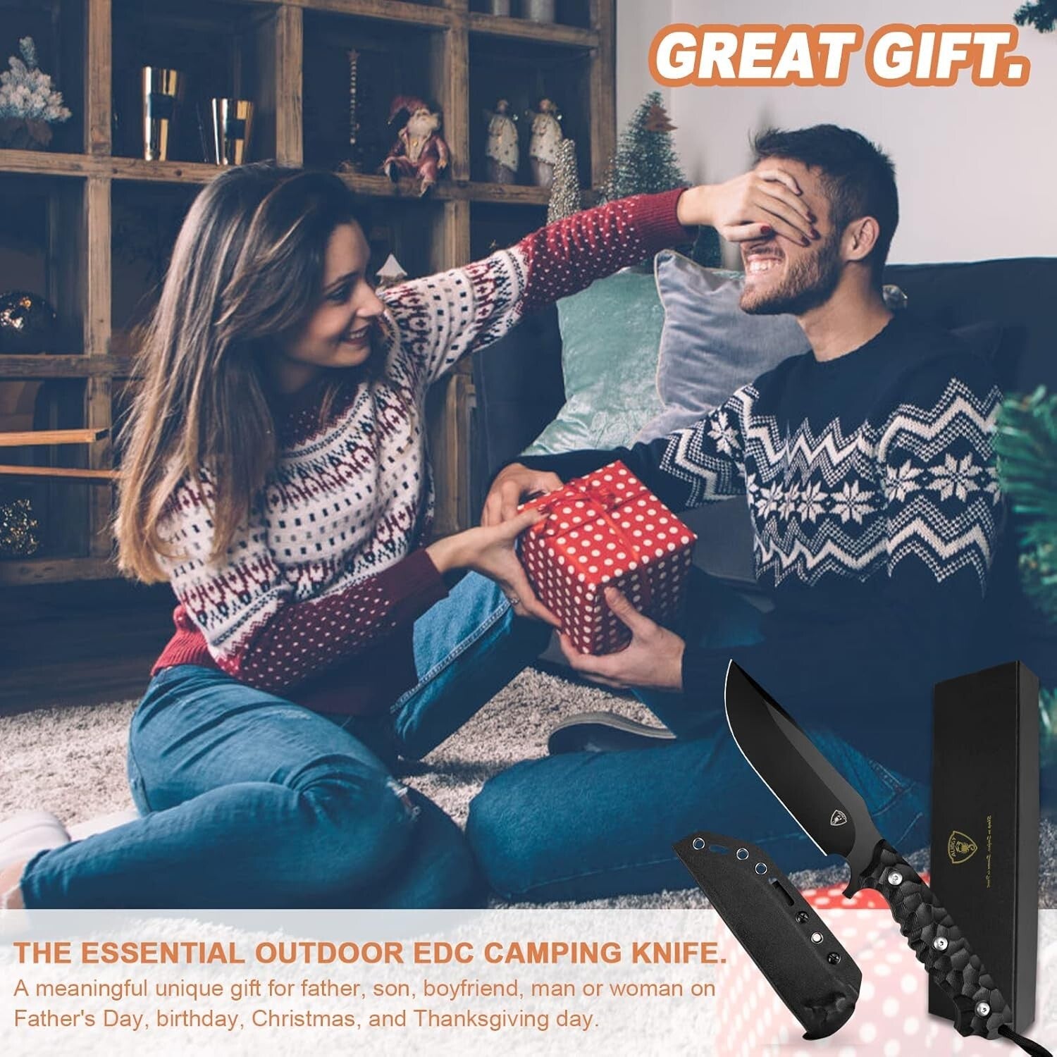 G10 Fixed Blade Survival Knife - 10.6" D2 Blade for Camping & Hunting Adventures