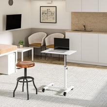 Load image into Gallery viewer, Height Adjustable Mobile Laptop Desk Cart - Ergonomic White Overbed Solution