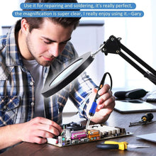 Load image into Gallery viewer, Versatile 5X LED Desk &amp; Clamp Magnifier - Adjustable Light &amp; Glass Lens