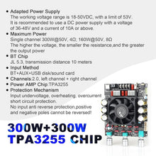 Load image into Gallery viewer, High-Performance 300W Bluetooth Amplifier with Treble Bass Adjustment &amp; Cooling