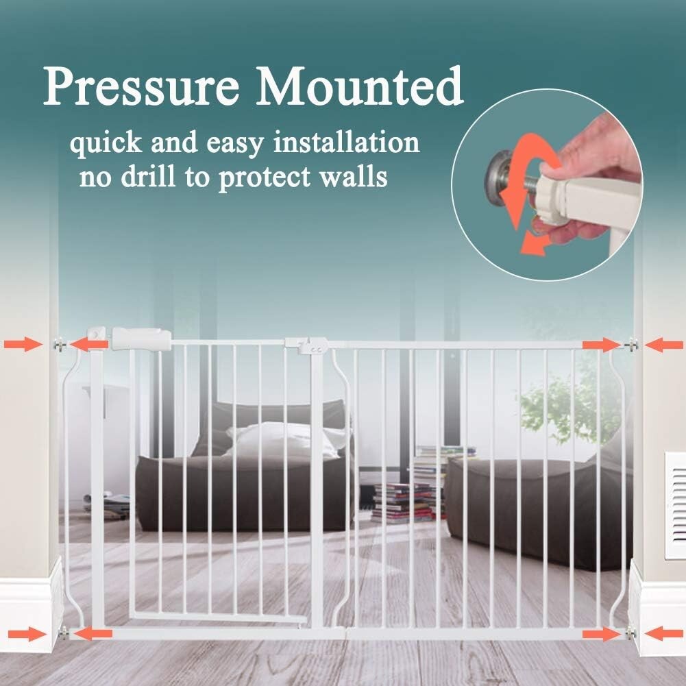 Stylish Pressure Mounted Child & Pet Gate – Fits Wide Openings 24-81 Inches