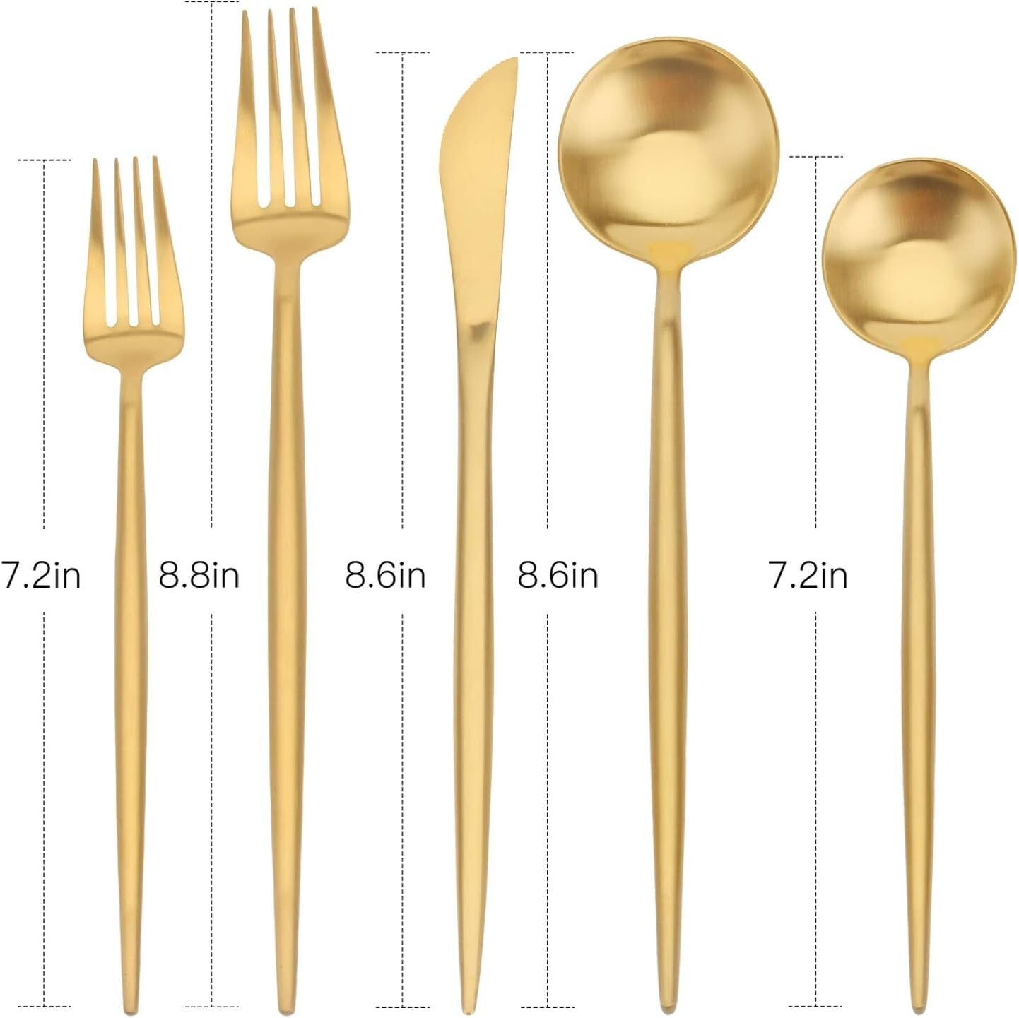 Modern 20-Piece Silverware Set in Matte Gold - Ergonomic, Elegant, Easy Care