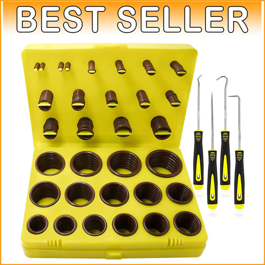 30-Size Brown Viton O-Ring Set with 4 Removal Hooks for Comprehensive Repairs