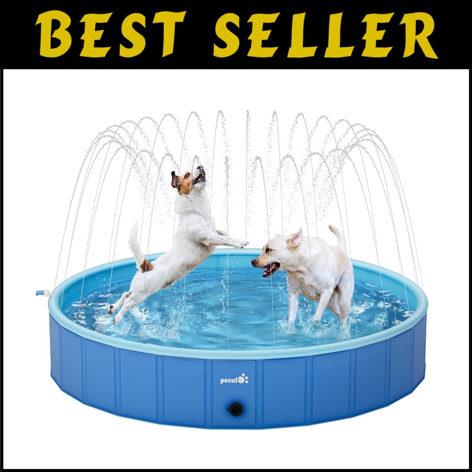 Extra-Large Foldable Dog Pool with Sprinkler - Portable Splash Wading Fun!