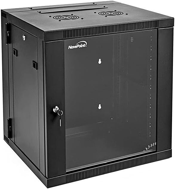 12U Server Cabinet with Locking Glass Door - Durable & Space Efficient Design
