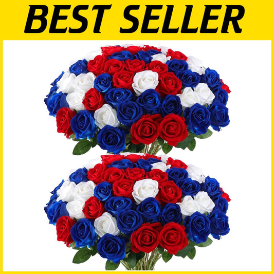 Bulk Fake Roses - 50 Indoor/Outdoor Velvet Silk Flowers for Elegant Arrangements