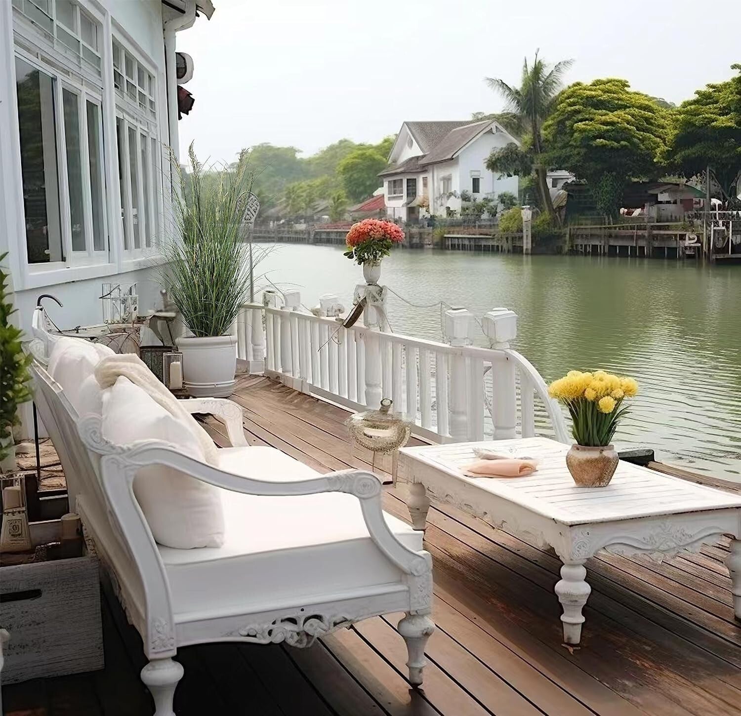 Tall Artificial Grass Plant 71in (Set of 2) in Durable Black Pots for Indoors