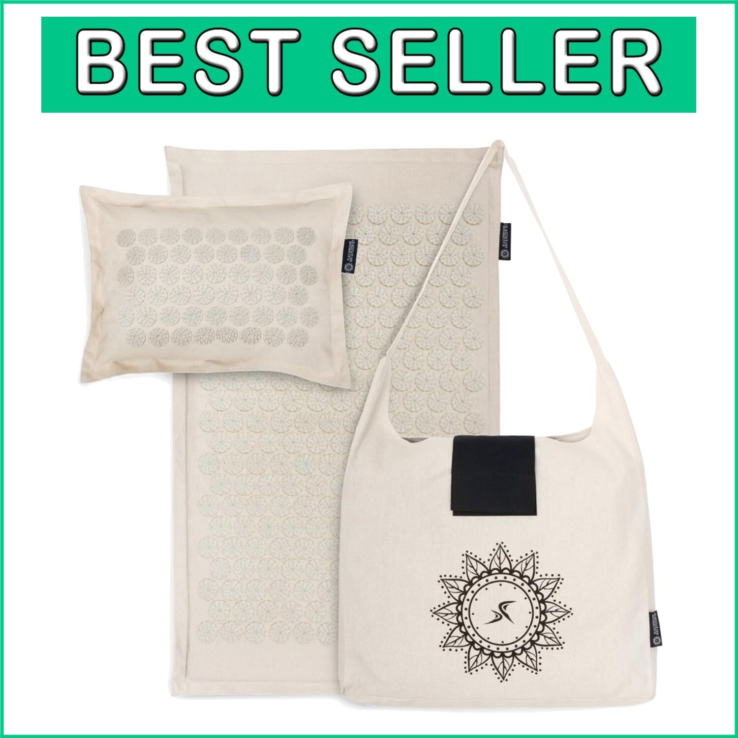 100% Natural Linen Acupressure Mat & Pillow Set for Back Pain Relief, Sand Dunes