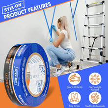 Load image into Gallery viewer, 1.5 Inch Blue Painters Tape - 24 Rolls, Residue-Free for Perfect Paint Lines