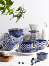 Load image into Gallery viewer, 24 oz Vintage Blue Mugs - Stylish, Durable Tableware for Home &amp; Celebrations