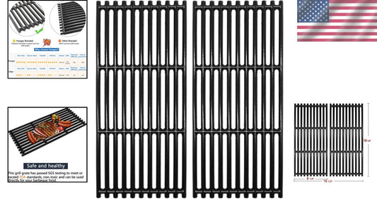 Effortless Cleanup with 18.25" Non-Stick Cast Iron Grill Grates for Charbroil