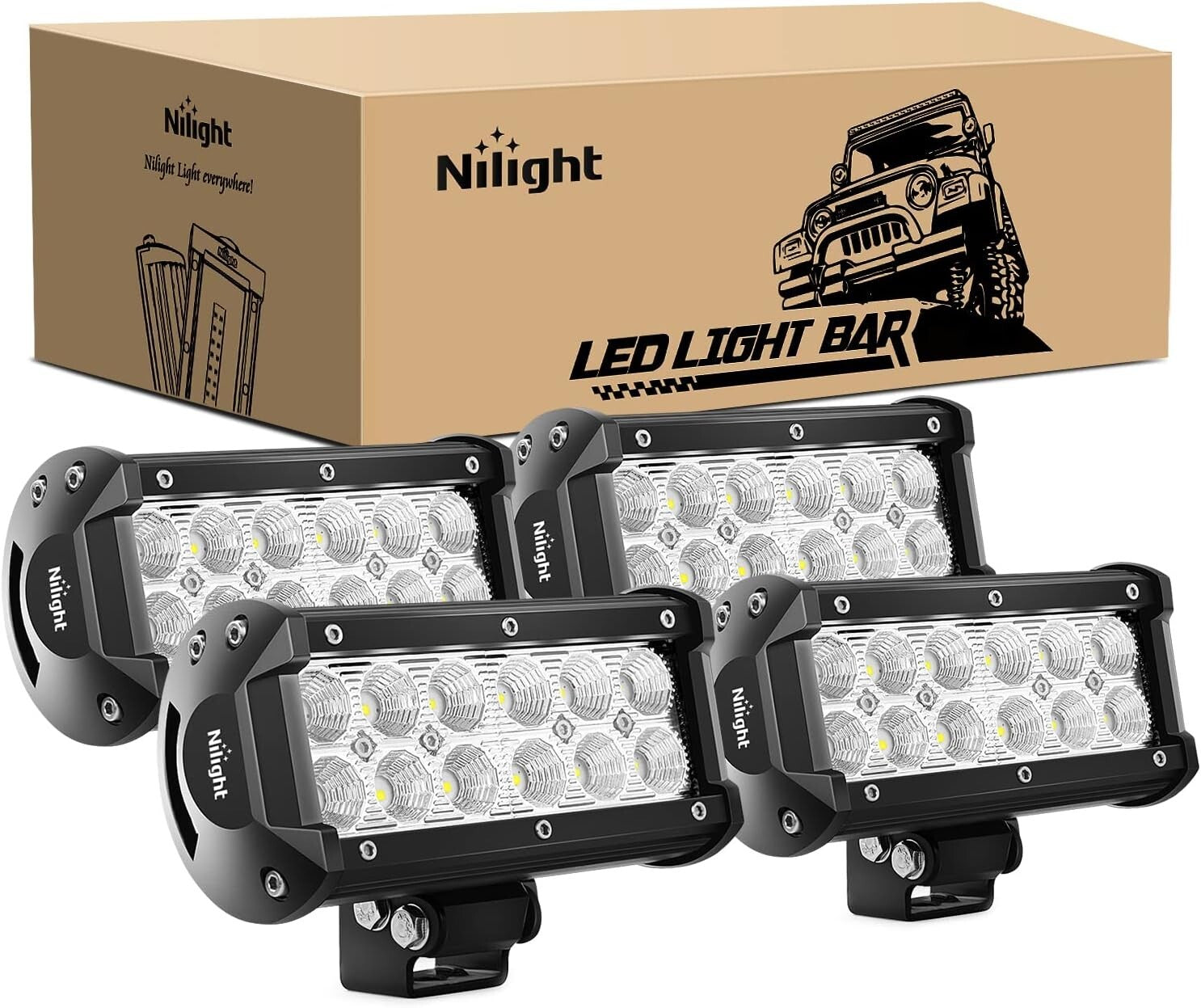 Universal Fit 36W LED Flood Lights for Trucks, Jeeps & Boats - 2800 Lumens Power