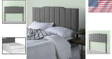 Load image into Gallery viewer, Classic Full Size Upholstered Headboard with Channel Stitched Design in Gray