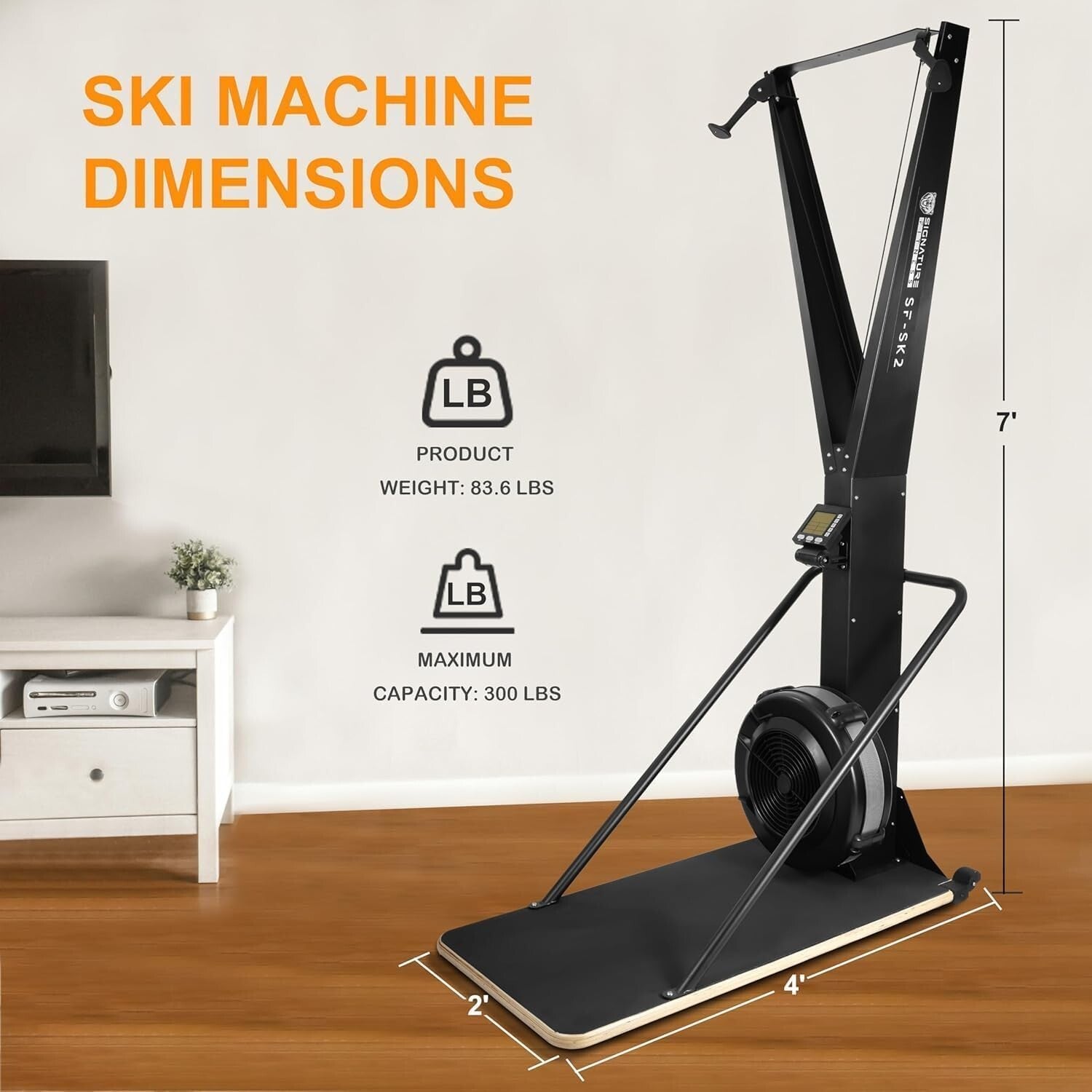 Adjustable 10-Speed Ski Training Machine with Ergonomic Handles and Display