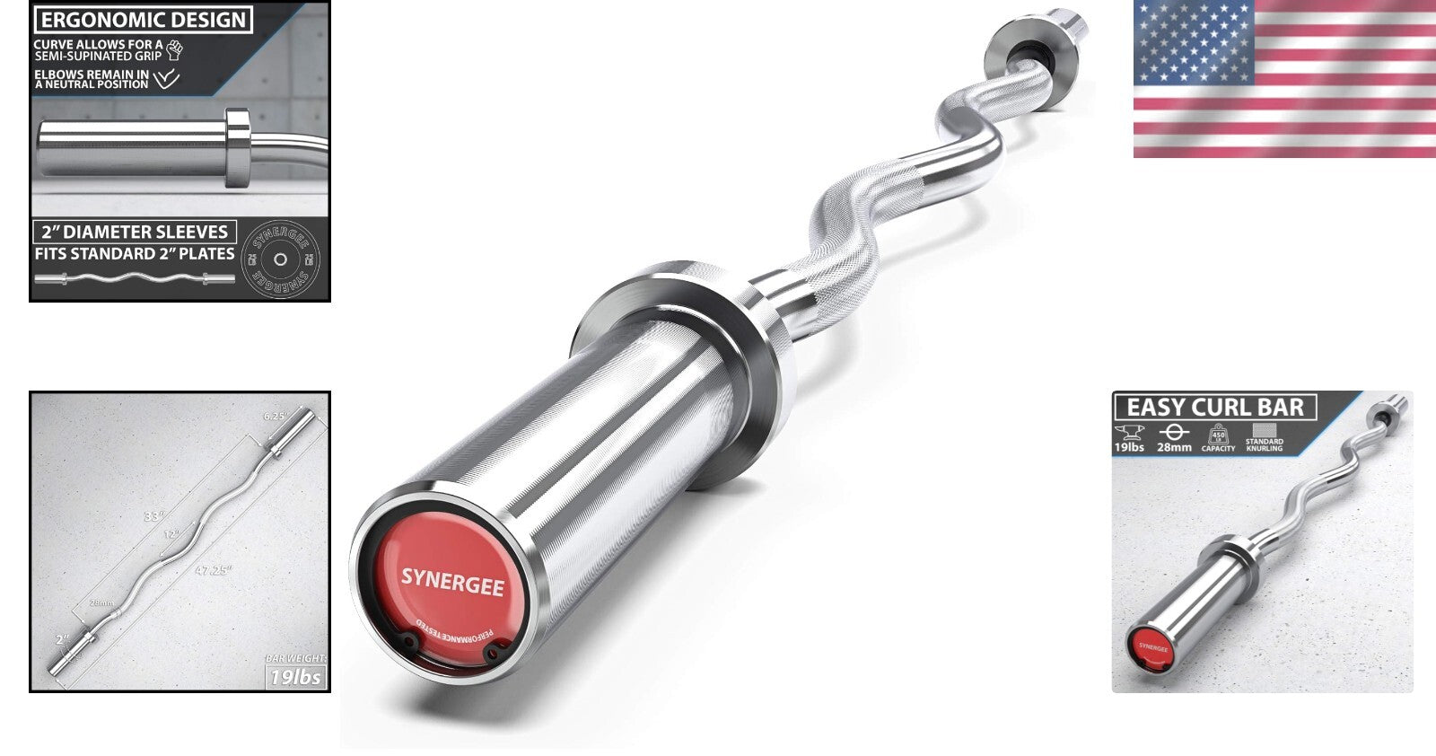 Ergonomic Curl Bar with Chrome Finish - Perfect for Curls & Extensions, 19lbs