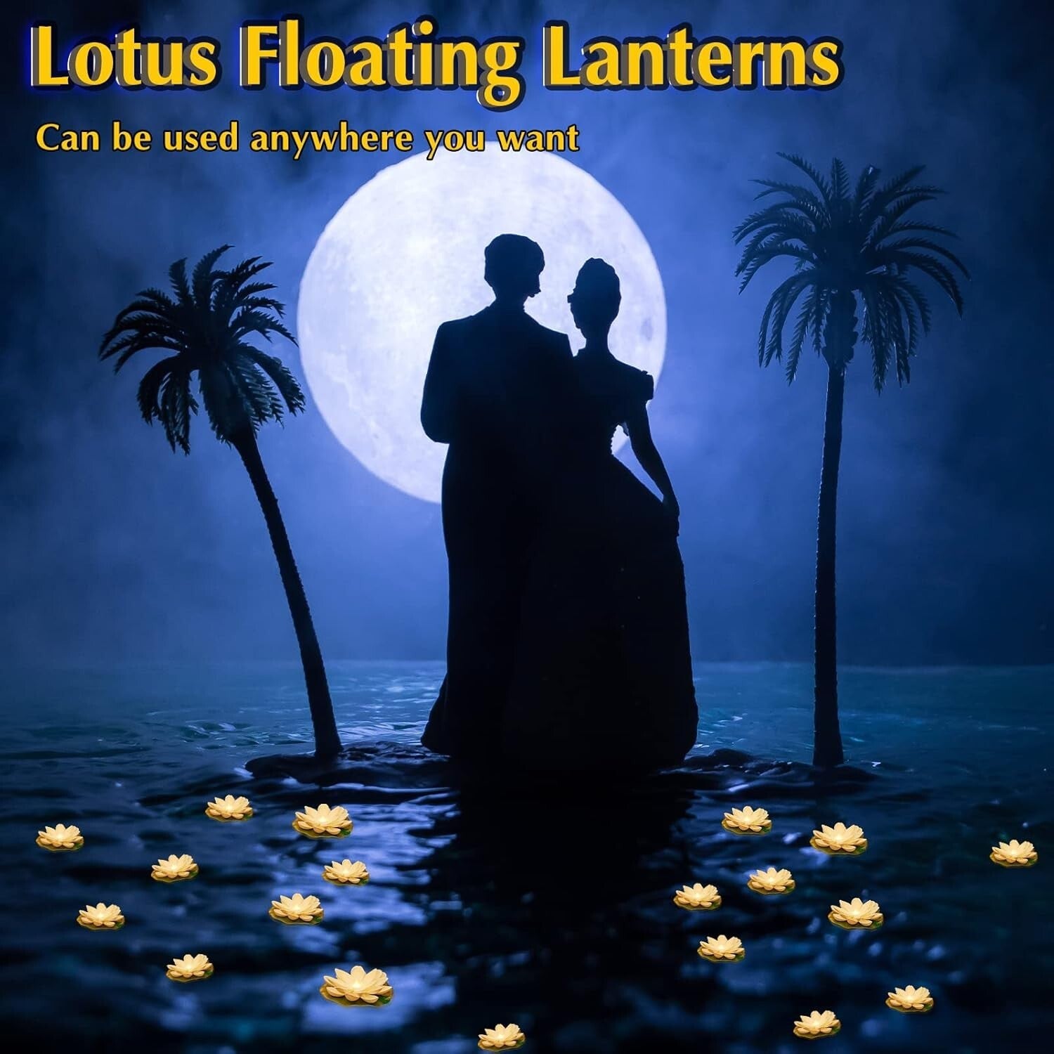 Battery Operated Lotus Floating Lights - Enchanting Garden Decor Set of 24