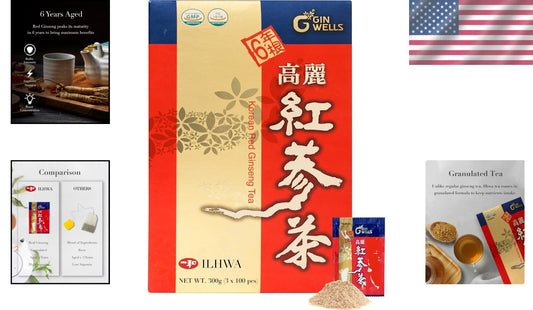 Ultimate Health Elixir: 100 Sachets of Korean 6-Year Red Ginseng Tea - 300g