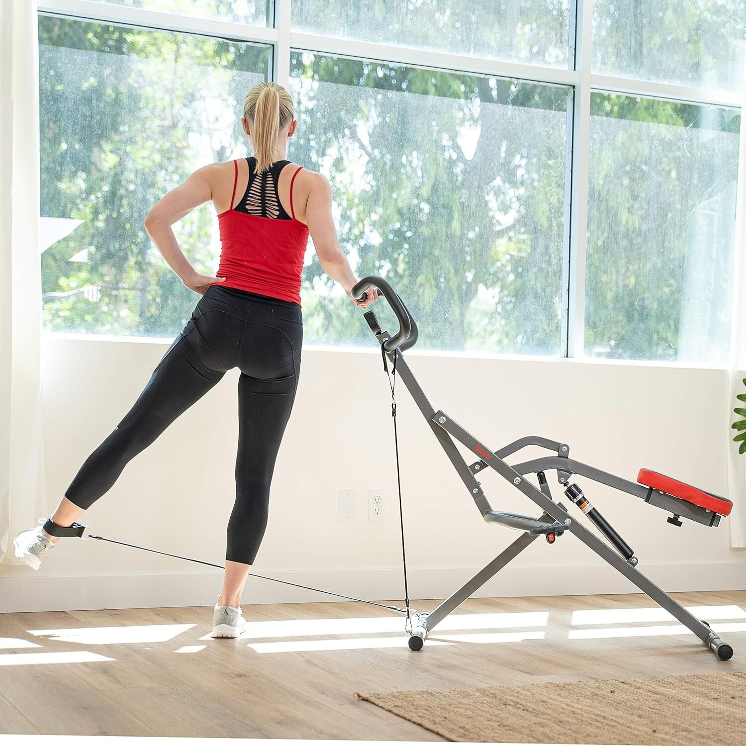 Row-N-Ride PRO Full-Body Squat Machine with Resistance Bands & App Access