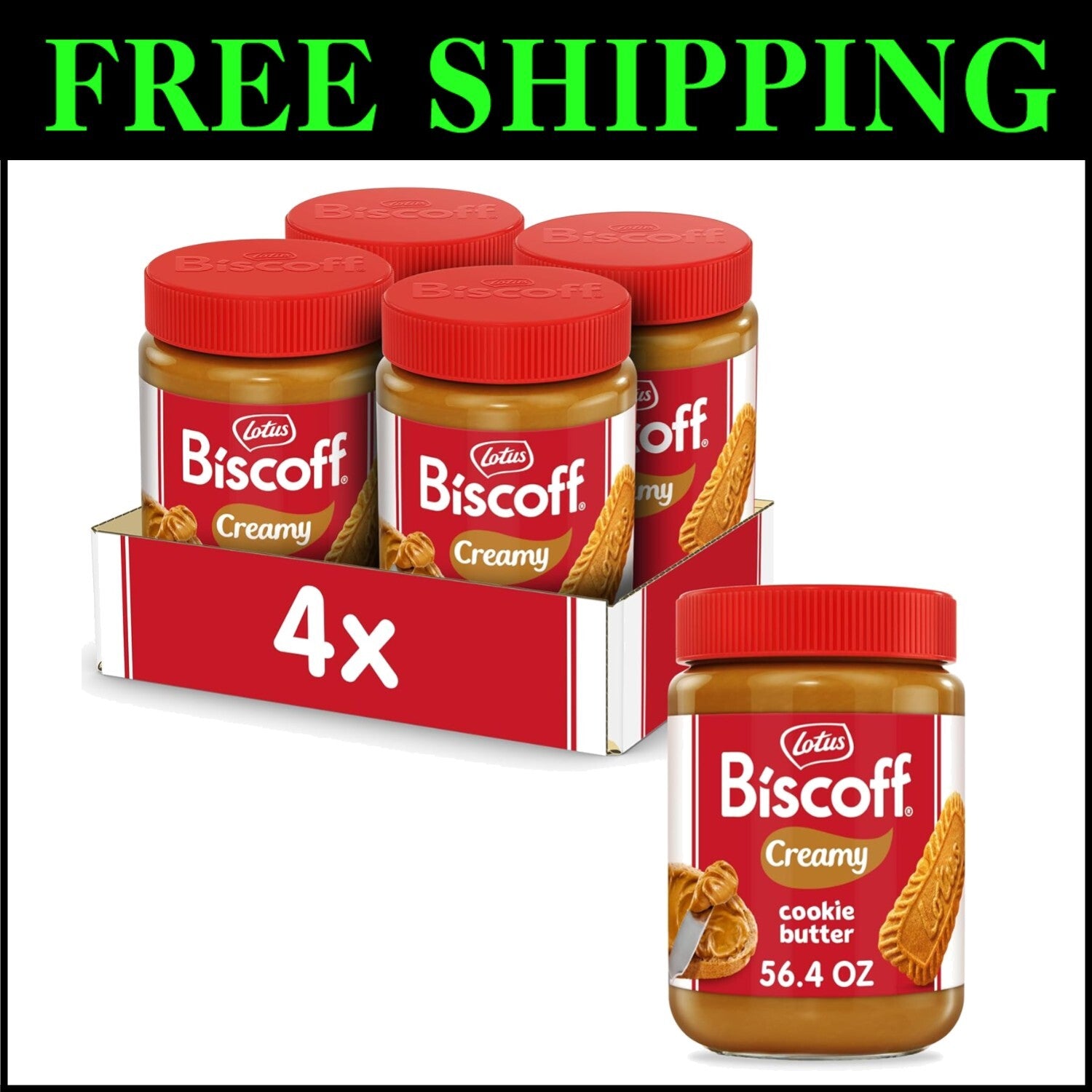 Lotus Cookie Butter - Versatile Vegan Spread, 4 Jars of Creamy Non-GMO Goodness