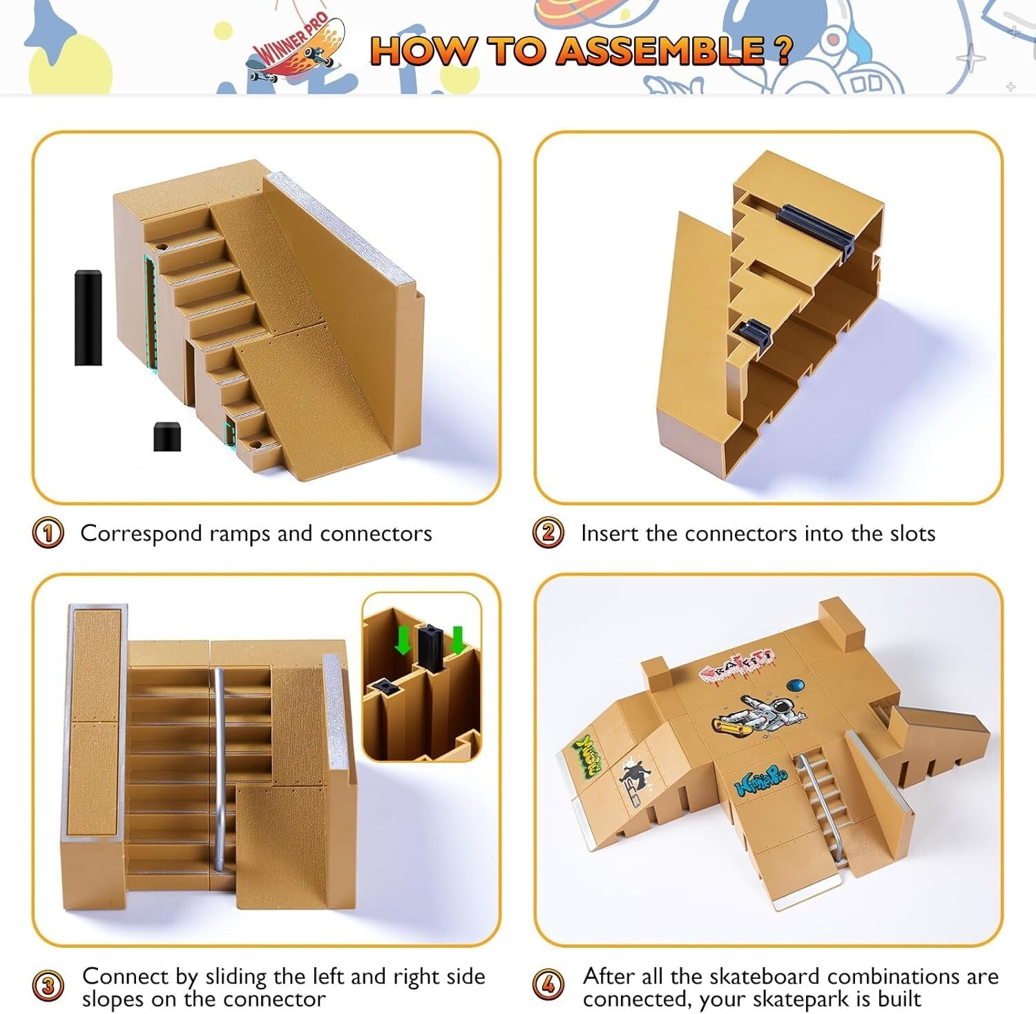 Customizable Fingerboard Skatepark with 8 Ramps & 4 Boards - Perfect Gift