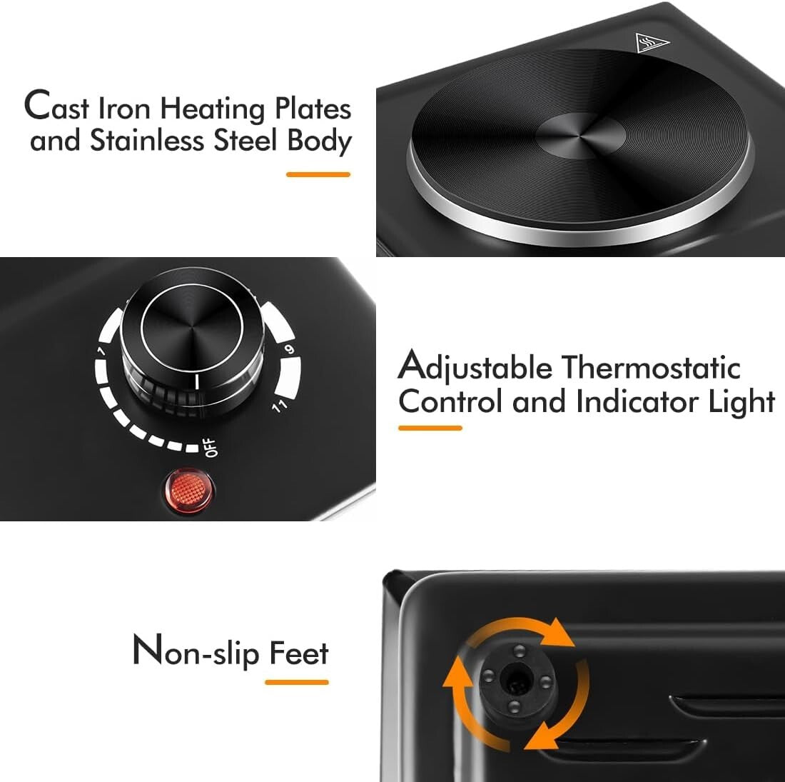 Single Burner Hot Plate with Adjustable Temperature - Ideal for Small Kitchens