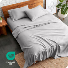 Load image into Gallery viewer, 4-Piece Full XL Microfiber Bed Sheets with Deep Pockets - Light Grey Elegance