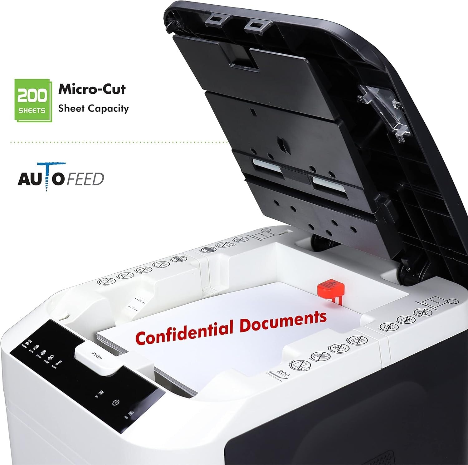 Advanced 200-Sheet Micro-Cut Paper Shredder with Continuous Use & LED Alerts