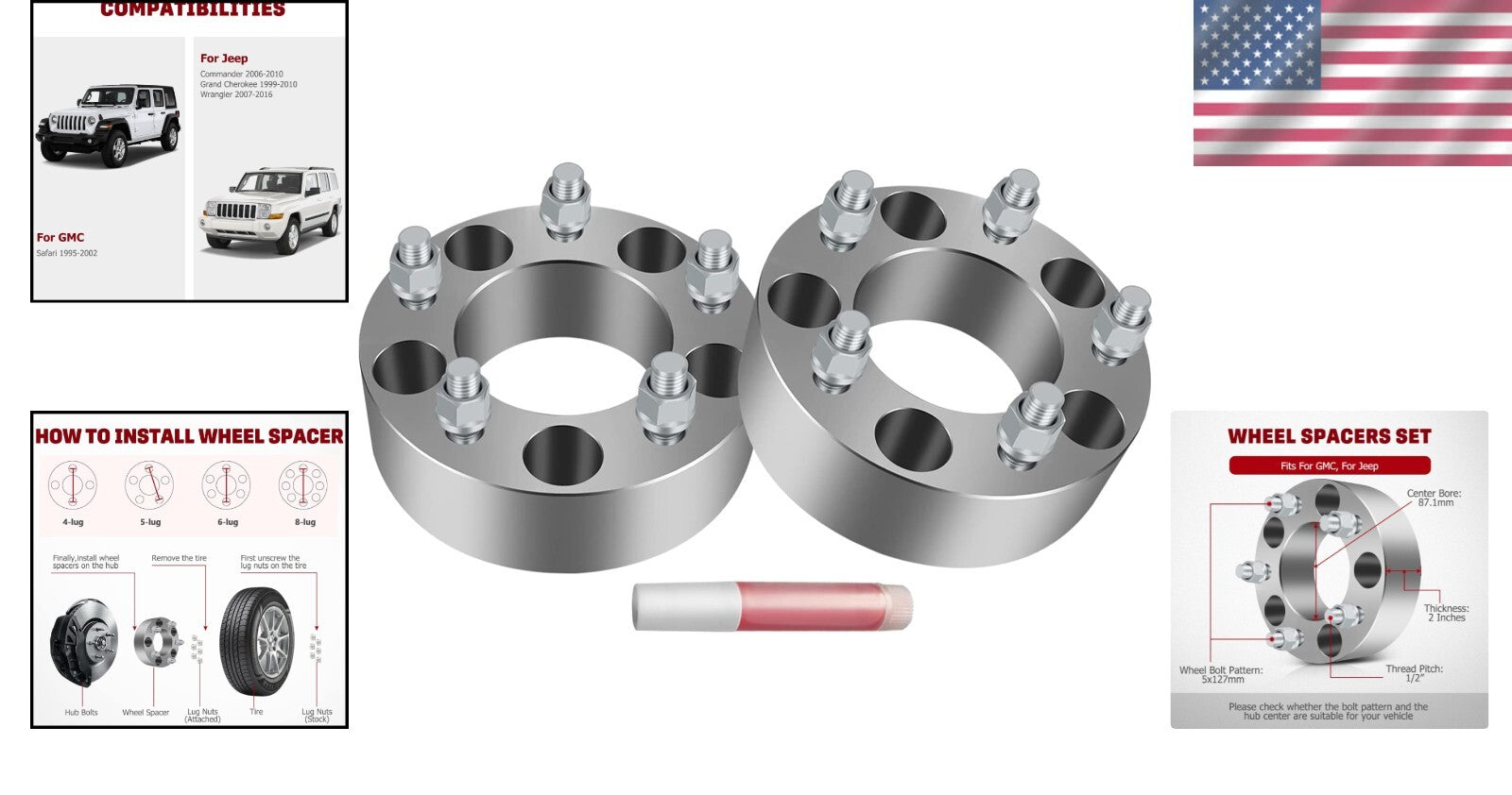 High-Performance 5x5 Wheel Spacers - Compatible with Wrangler & Grand Cherokee