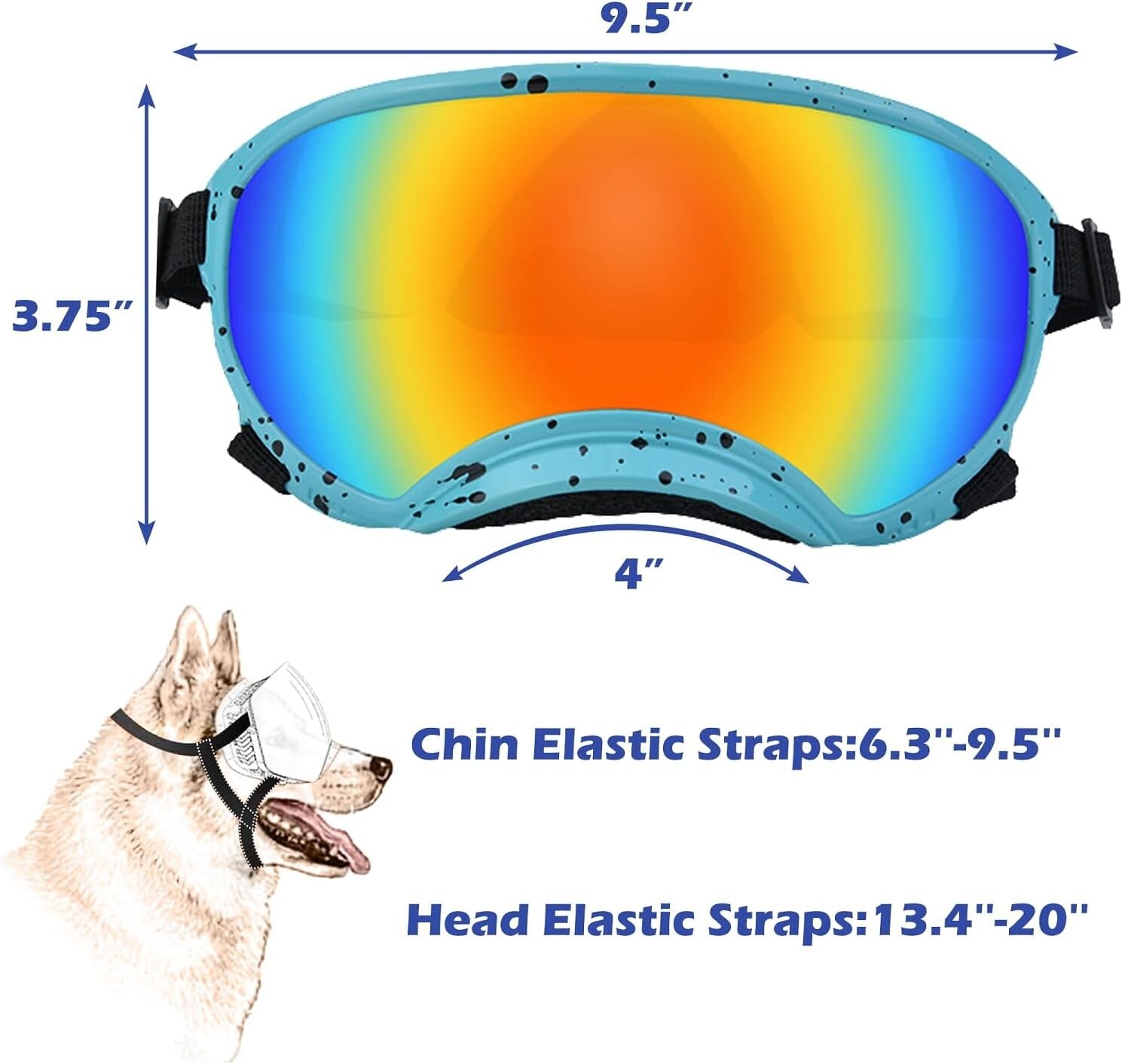 Large Adjustable Dog Sunglasses with UV Protection - Windproof Pet Eyewear