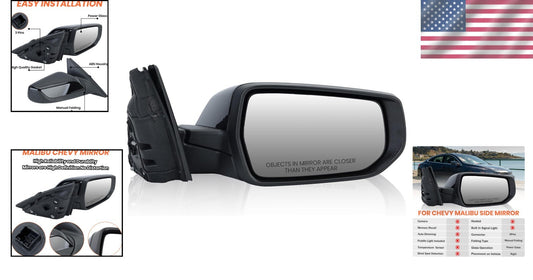 Gloss Black Right Side View Mirror for Chevy Malibu, OE Number: 84705520-PFM
