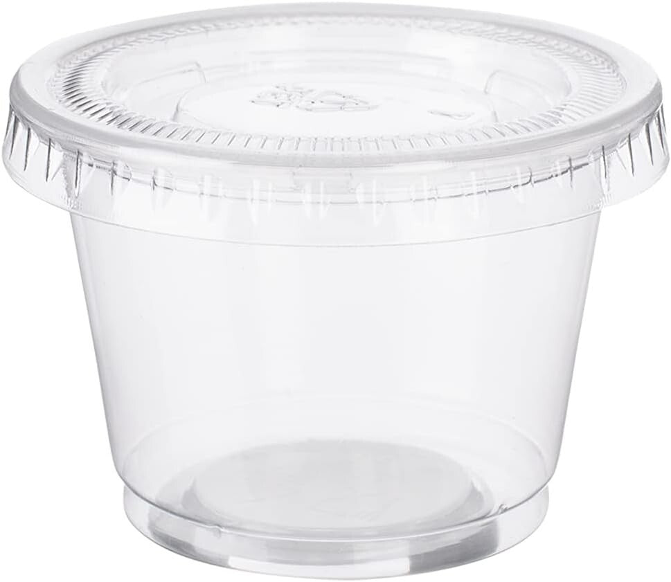 1oz Airtight Plastic Souffle Cups with Lids - Perfect for Jello Shots & Samples