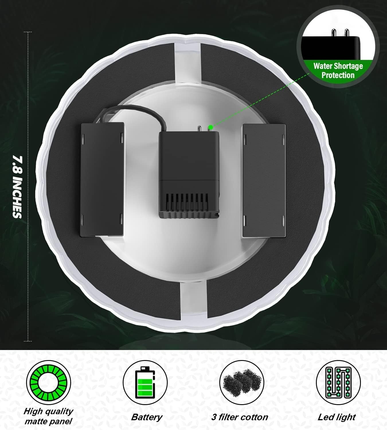 Elegant Solar Fountain Pump for Bird Bath - Matte Panel, 4W Power, Color Effects