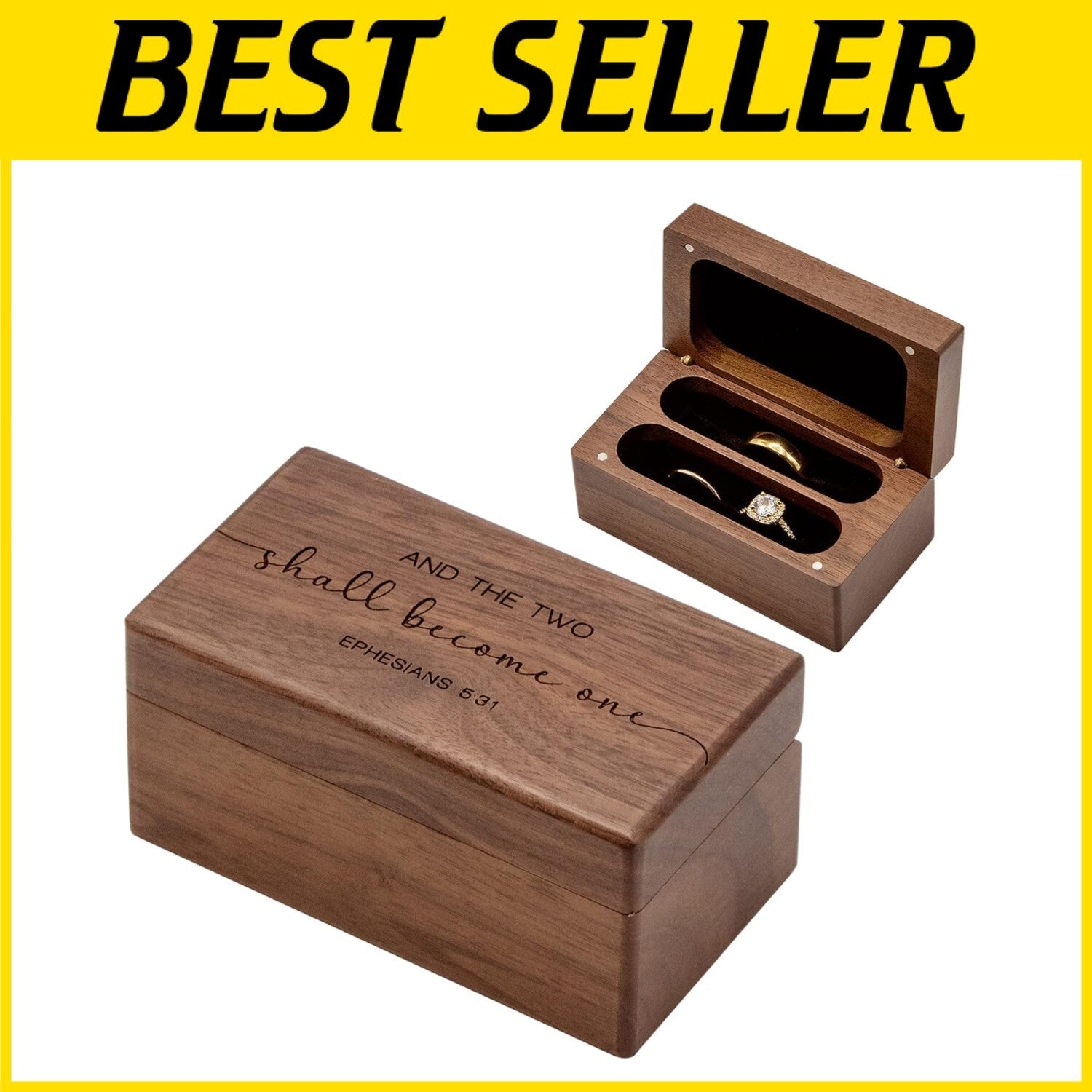 Elegant Engraved Ring Bearer Box - Secure Storage for Wedding & Promise Rings