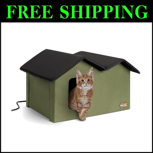 Insulated & Weatherproof Heated Cat Shelter - Extra-Wide Design for Feral Cats