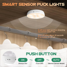 Load image into Gallery viewer, 8 Color Changeable Wireless Motion Sensor Puck Lights - 5 Pack with USB Recharge