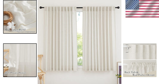 Elegant Linen Sheer Curtains - 70x63 Inch Panels for Bright, Airy Spaces