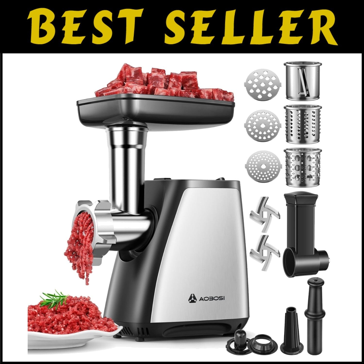 All-in-One Stainless Steel Meat Grinder: 4 Accessories for Ultimate Kitchen Use