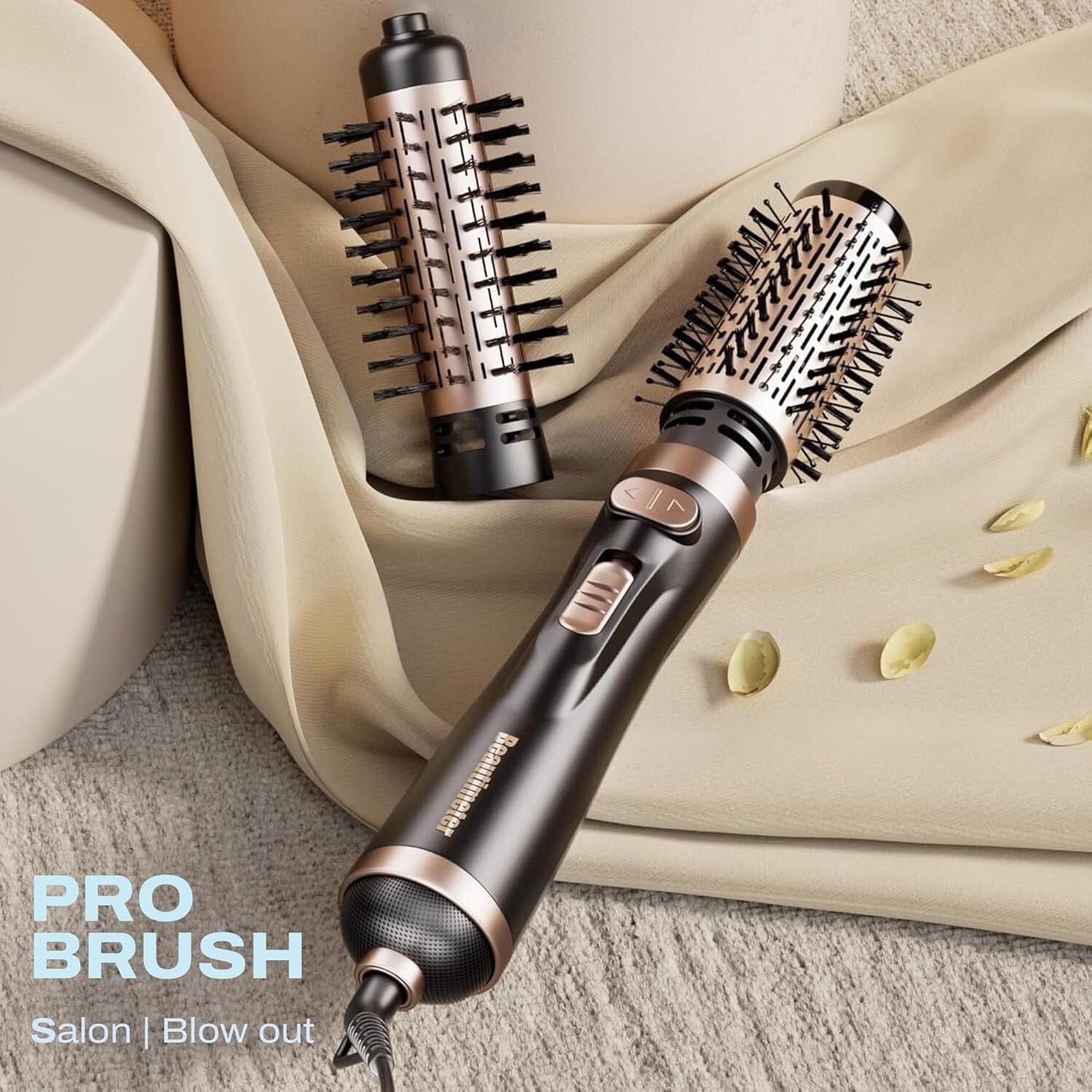 3-in-1 Hot Air Styler: Rotating Blow Dryer Brush with 2 Interchangeable Brushes