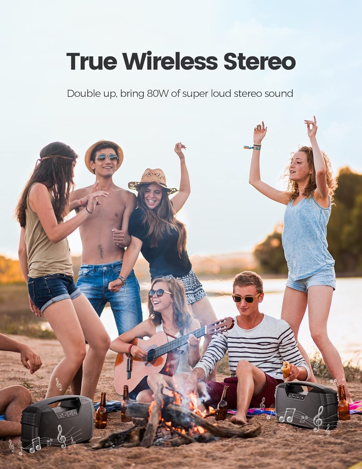 Bluetooth 5.0 Waterproof Speaker with 32H Battery - Ideal for Tailgates & More