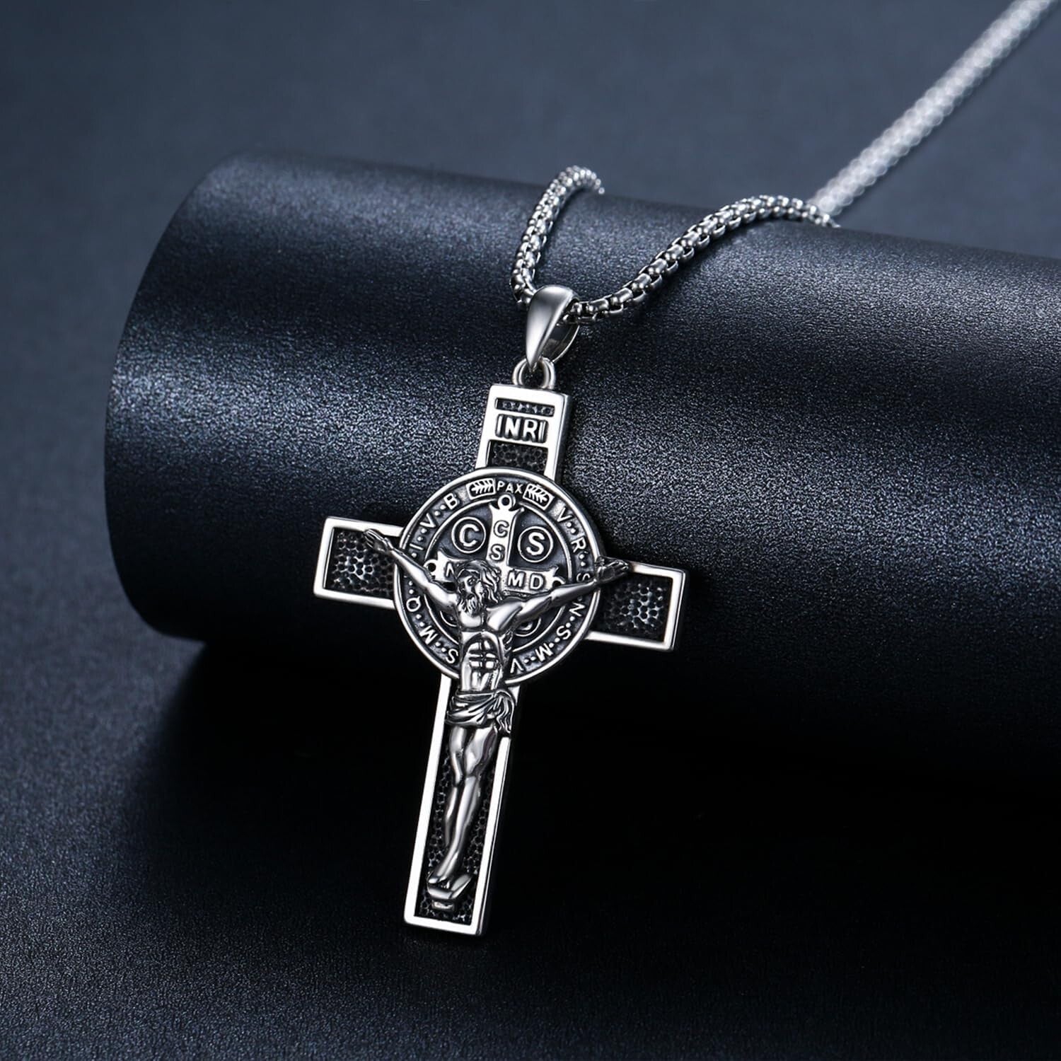 925 Sterling Silver St. Benedict Crucifix Necklace - Meaningful Catholic Gift