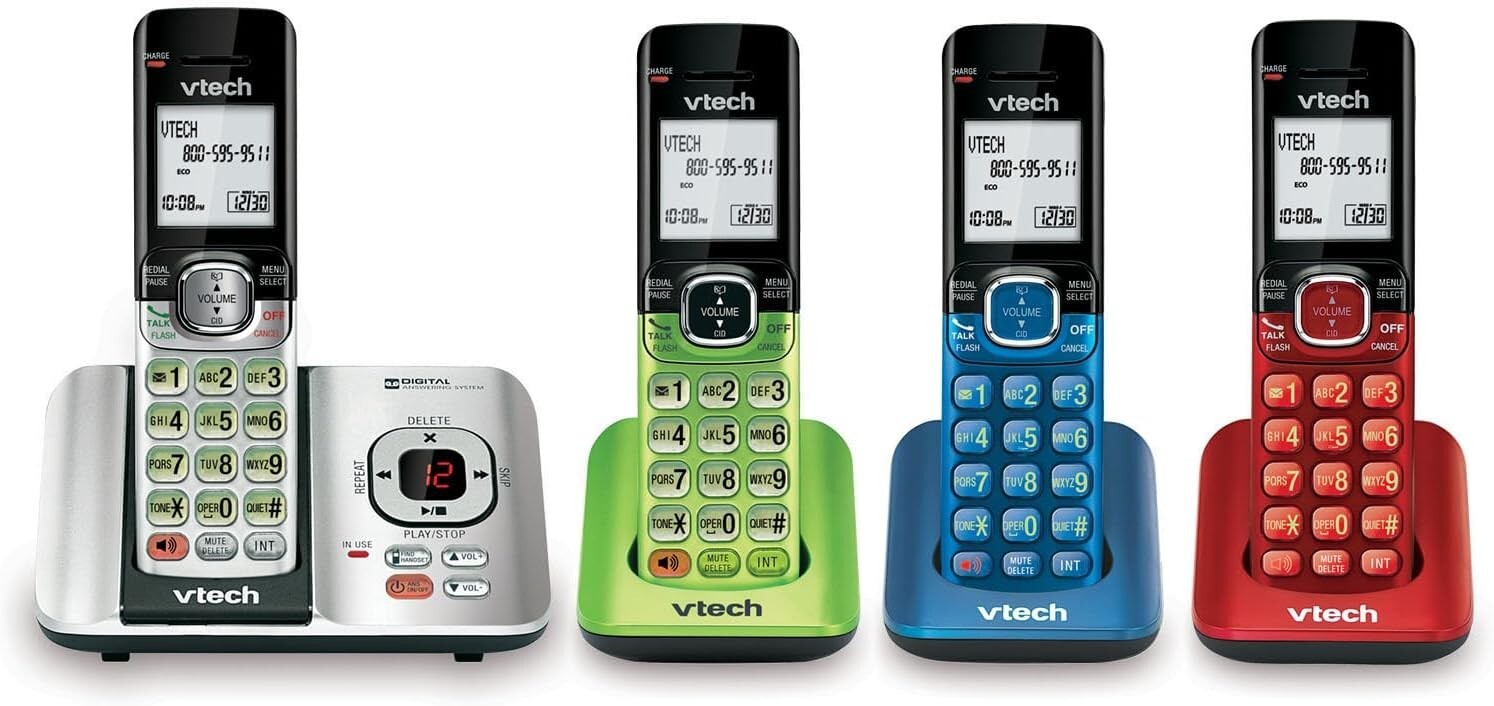 4-Handset DECT 6.0 Cordless Phone System with Caller ID and Answering Machine