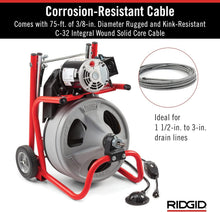 Load image into Gallery viewer, K-400 Heavy-Duty 120-Volt Drain Cleaner with Integrated Transport Cart &amp; Tools