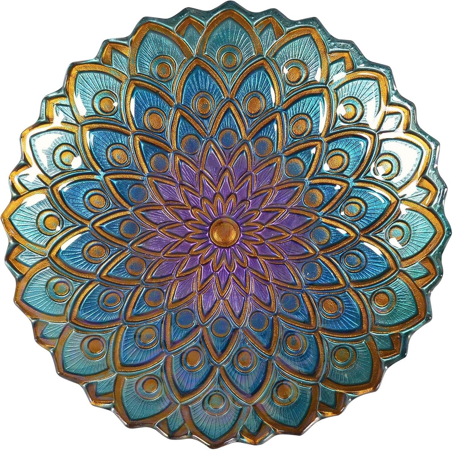 Elegant Bird Bath with Foldable Stand - 21" Handpainted Mosaic in Blue & Purple