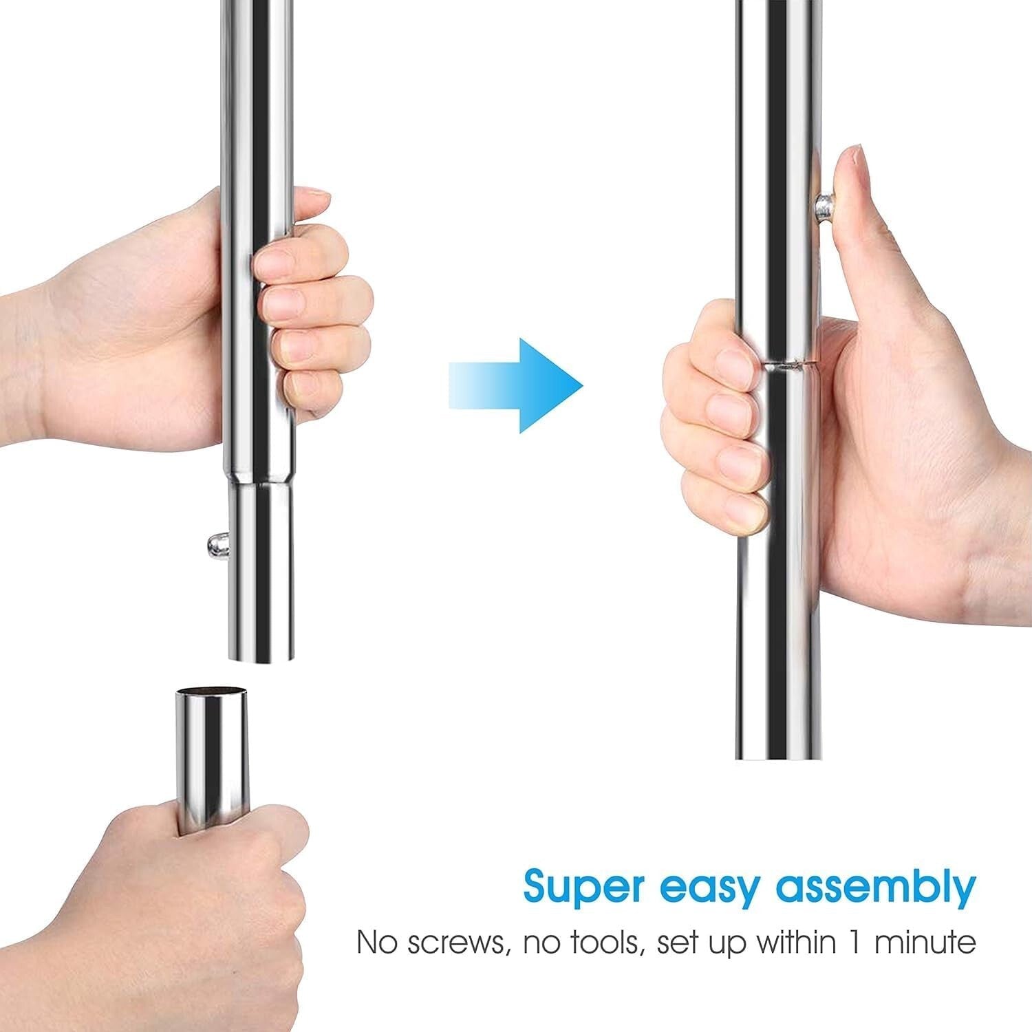 Versatile Rolling Clothes Organizer with Chrome Finish & Adjustable Height Rod